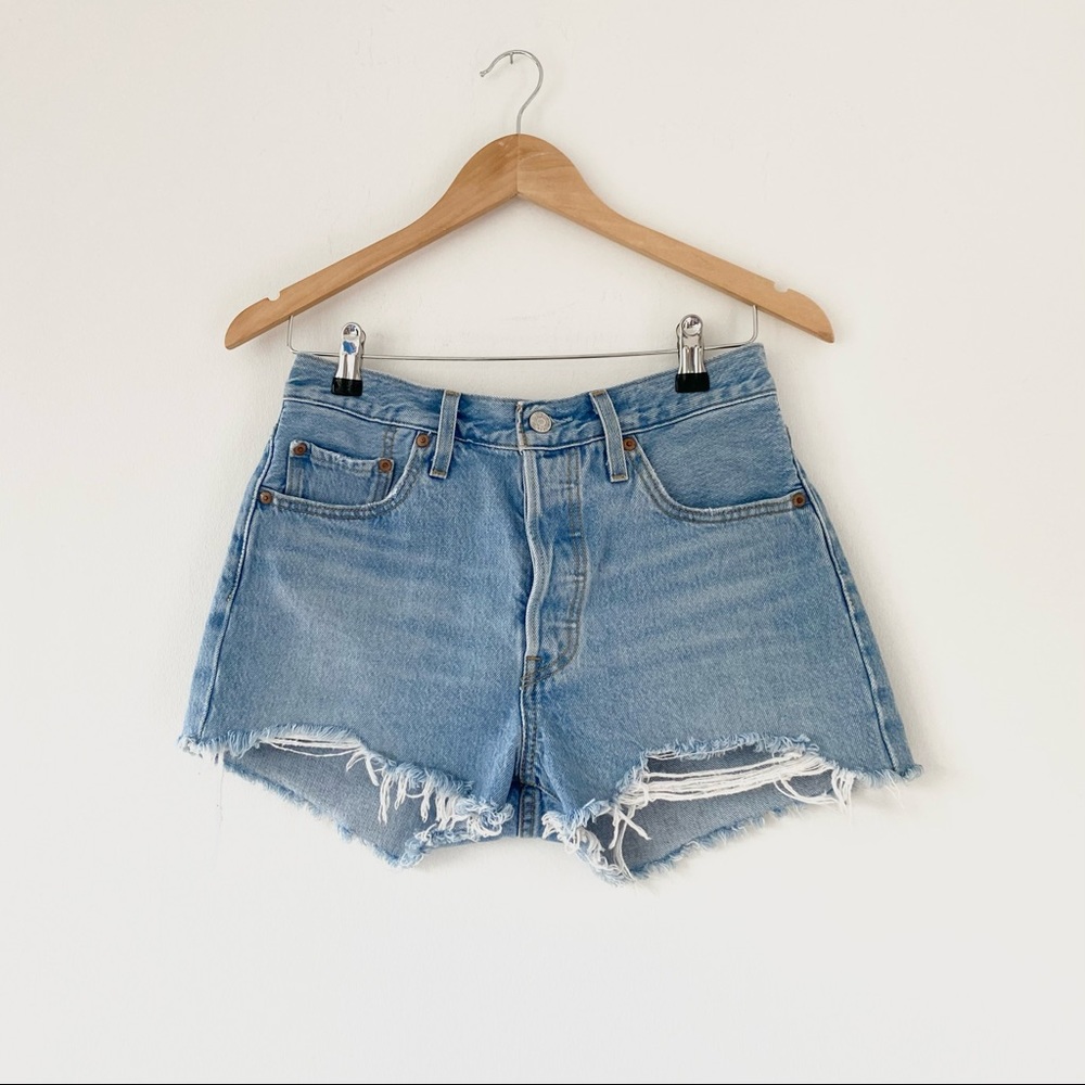 Levis’s 501 Premium Denim Original Shorts with Frayed Hem